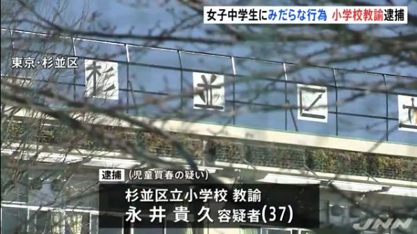 永井貴久先生は杉並区立松庵小学校の教師 買春は否定 中学生の禁断の純愛 やじうまカーニバル